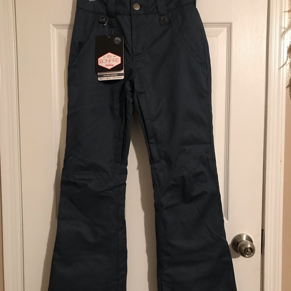 Bonfire Womens XS Snowboarding Bibs Denim Blue